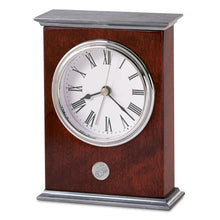 Load image into Gallery viewer, Marines EGA Rosewood Finish Desk Clock (Silver)