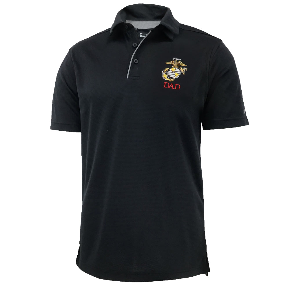 Marines EGA Dad Under Armour Tech Polo (Black)