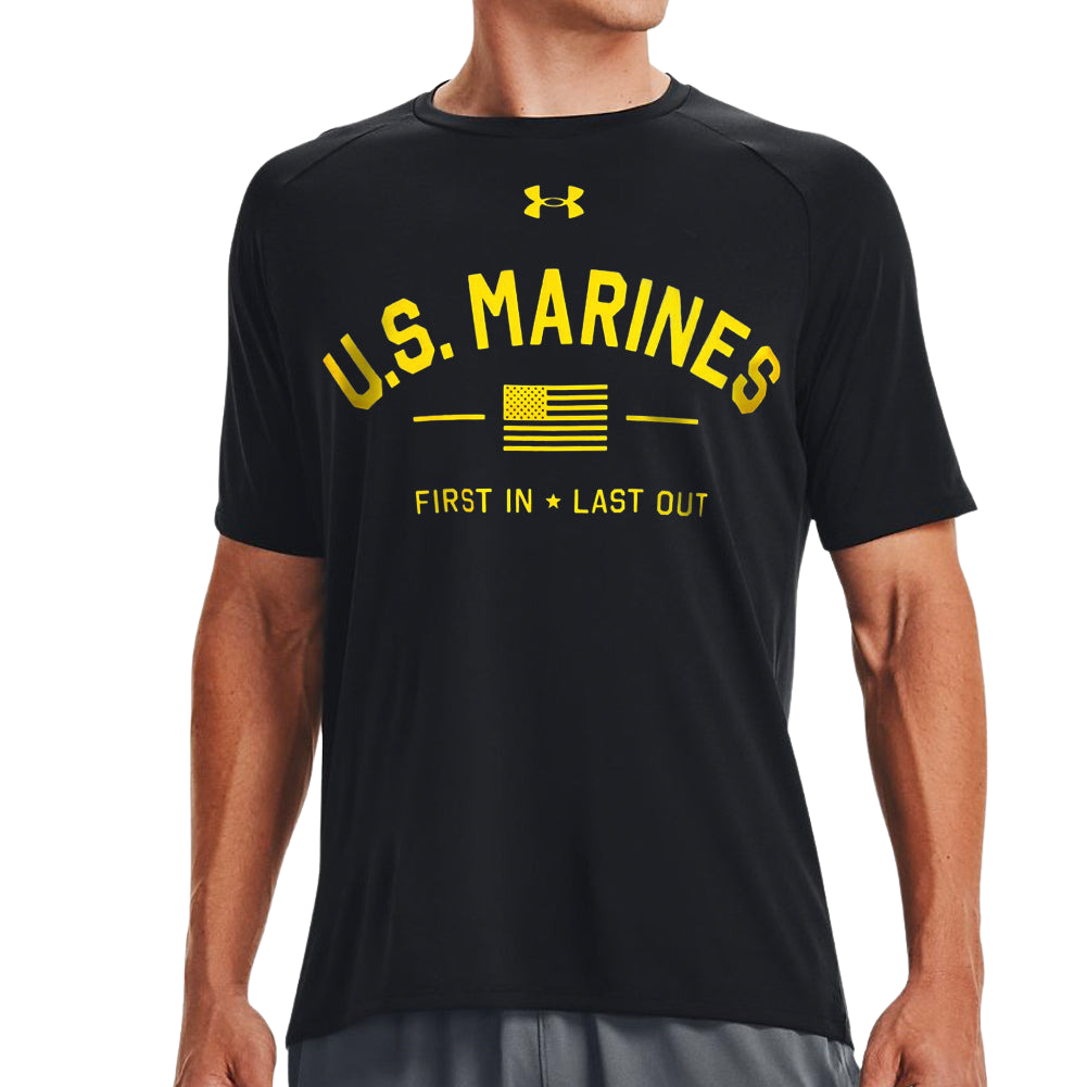 Marines Under Armour First In Last Out Tech T-Shirt (Black)
