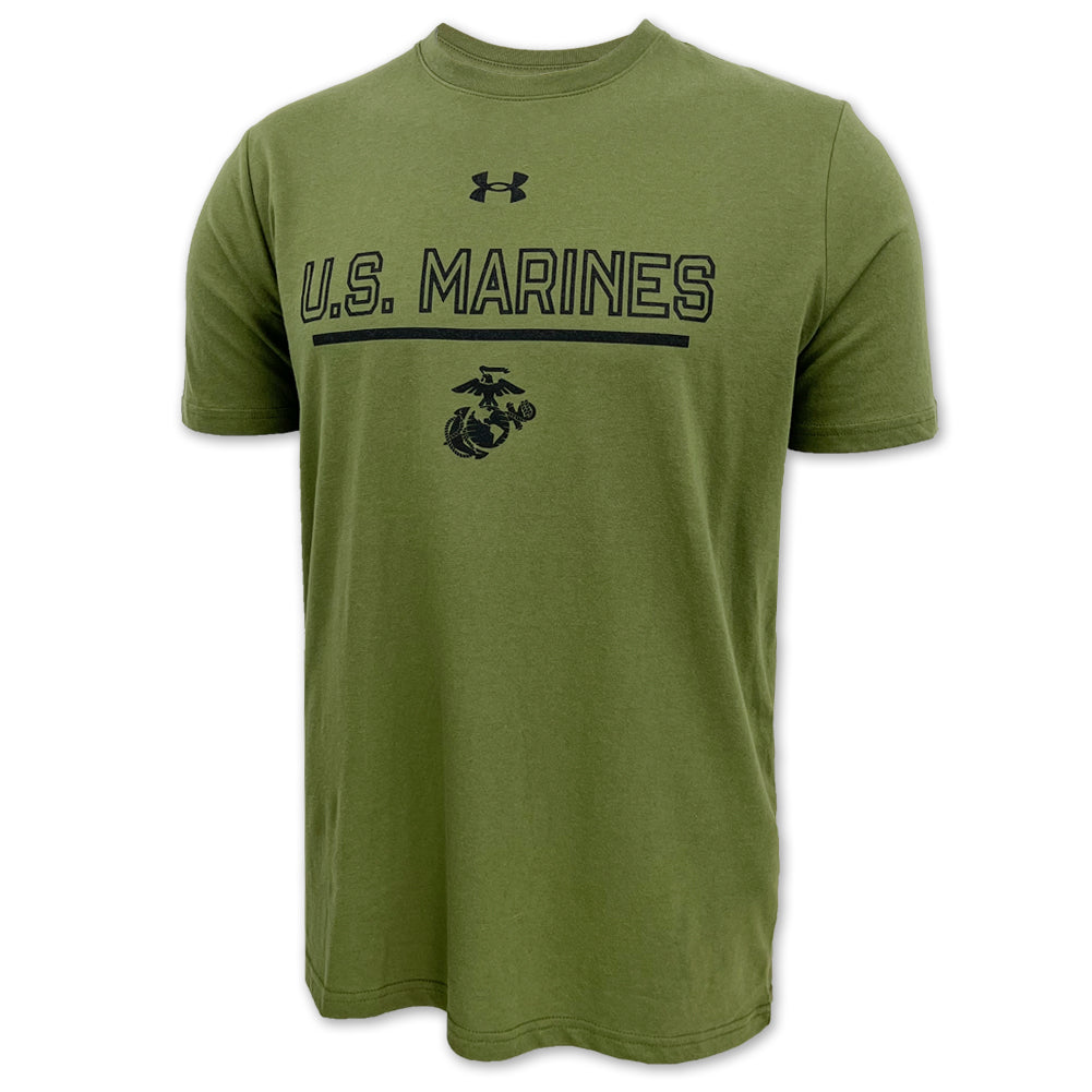 U.S. Marines EGA Under Armour Performance Cotton T-Shirt (OD Green)