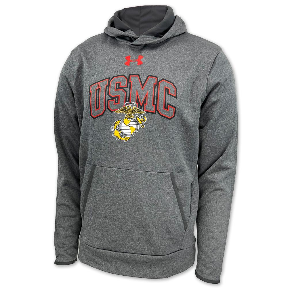 USMC Under Armour Arch EGA Fleece Hood (carbon heather)