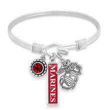 Load image into Gallery viewer, U.S. Marines EGA Triple Charm Vertical Marines Bracelet