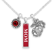 Load image into Gallery viewer, U.S. Marines EGA Triple Charm Vertical Mom Necklace