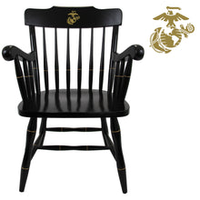 Load image into Gallery viewer, Marines EGA Wooden Captain Chair (All Black)