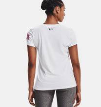 Load image into Gallery viewer, Under Armour Ladies Freedom Logo T-Shirt (white)