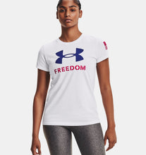 Load image into Gallery viewer, Under Armour Ladies Freedom Logo T-Shirt (white)