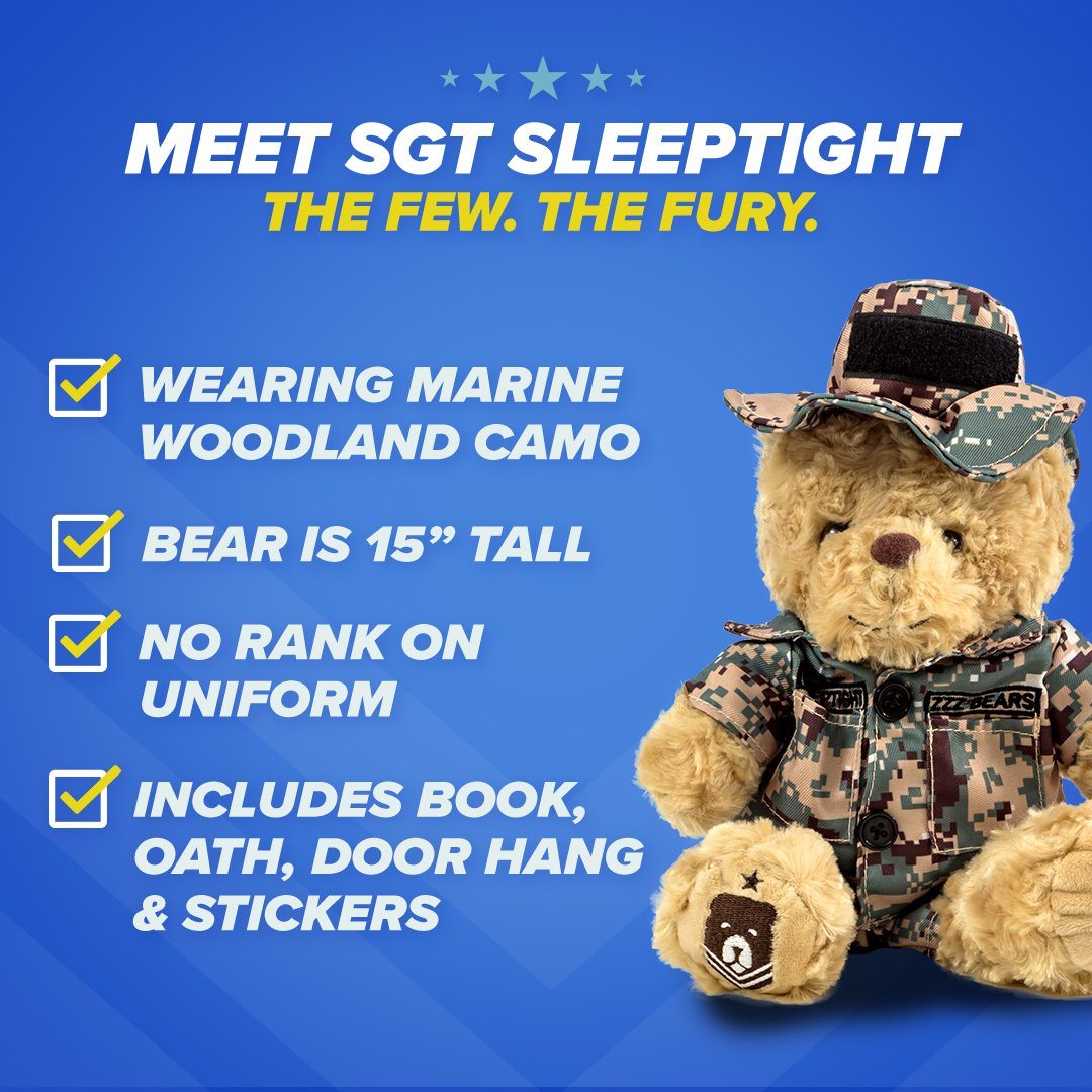 Sgt. Sleeptight Marine Woodland Bear & Storybook