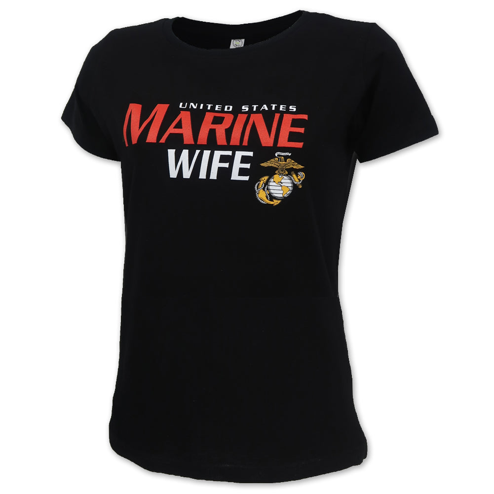 Ladies United States Marine Wife T-Shirt (Black)