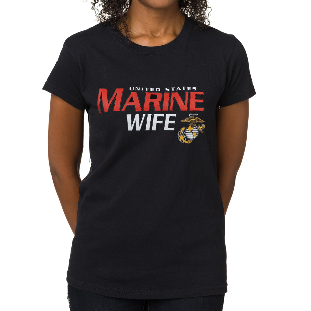 Ladies United States Marine Wife T-Shirt (Black)