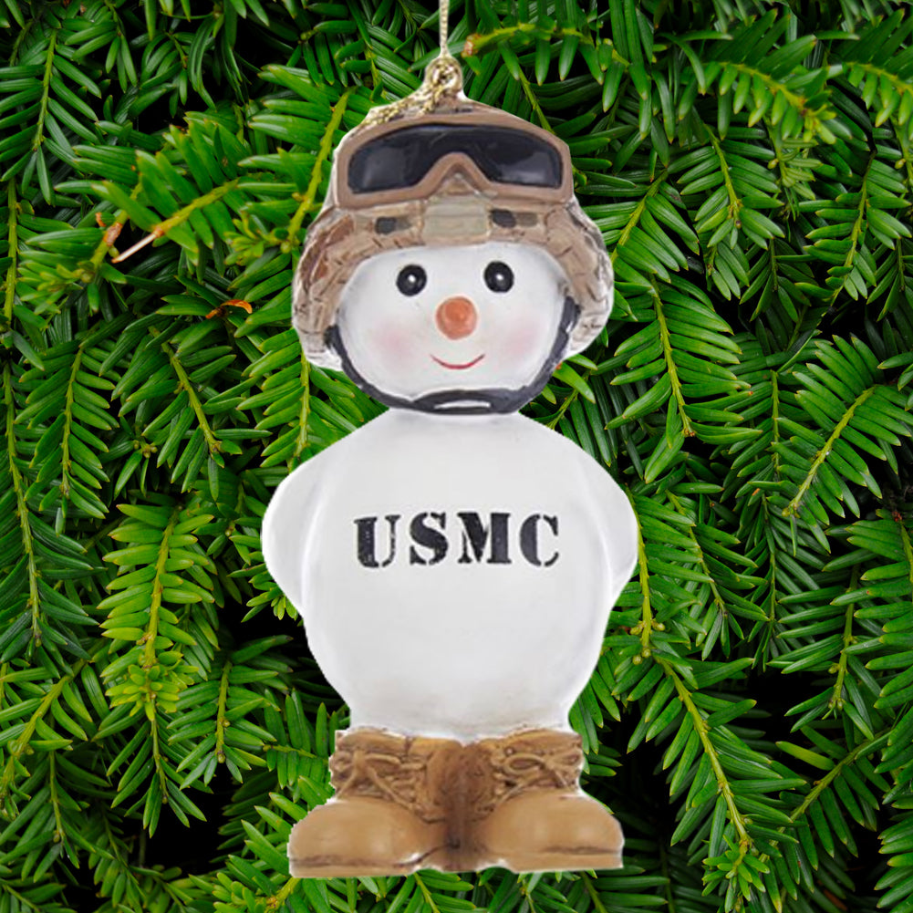 Marine Corps Snowman With Boots Ornament