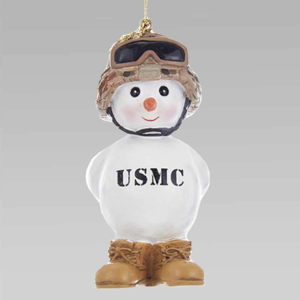 Marine Corps Snowman With Boots Ornament