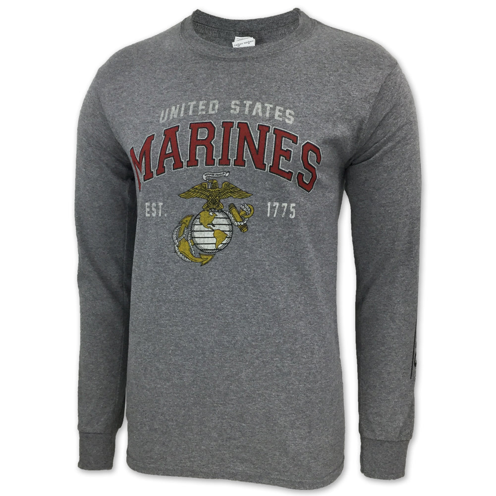 Marines Globe Est. 1775 Long Sleeve T-Shirt (Grey)