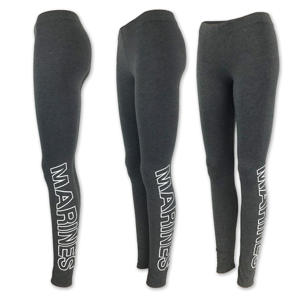 MARINES LADIES LOVE 'EM LONGER LEGGINGS (CHARCOAL) 1