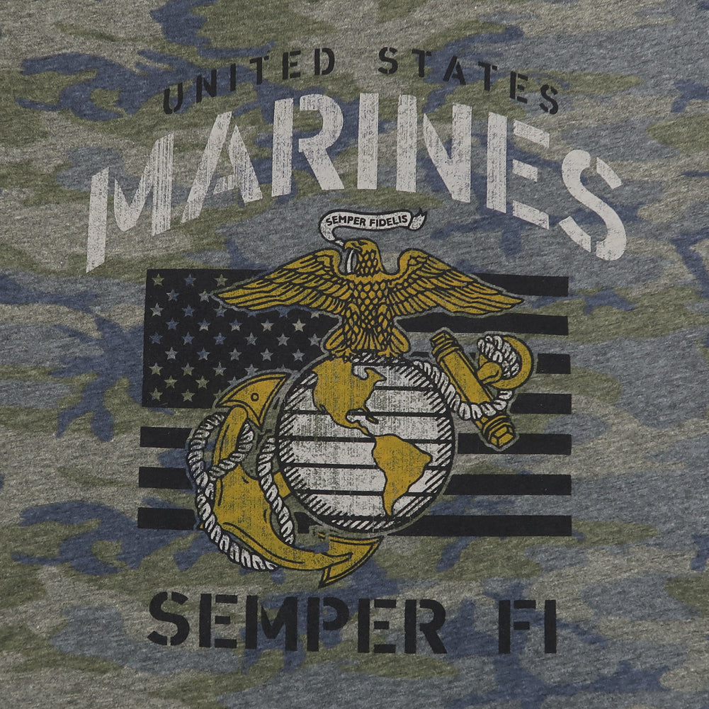 Marines Ladies Vintage Stencil T-Shirt (Camo)