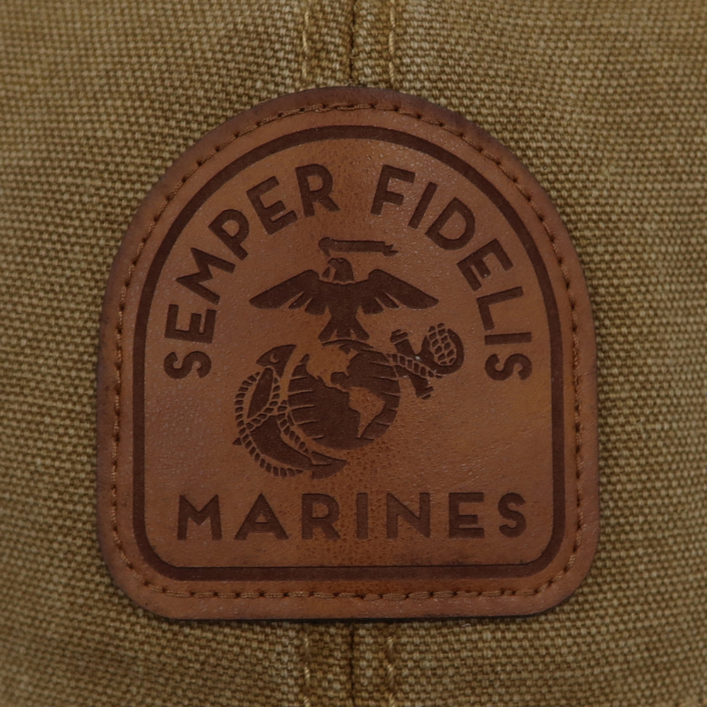 Marines Semper Fidelis Canvas Adjustable Hat (Camel)