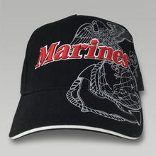 Load image into Gallery viewer, Marines Side Bill Hat Black