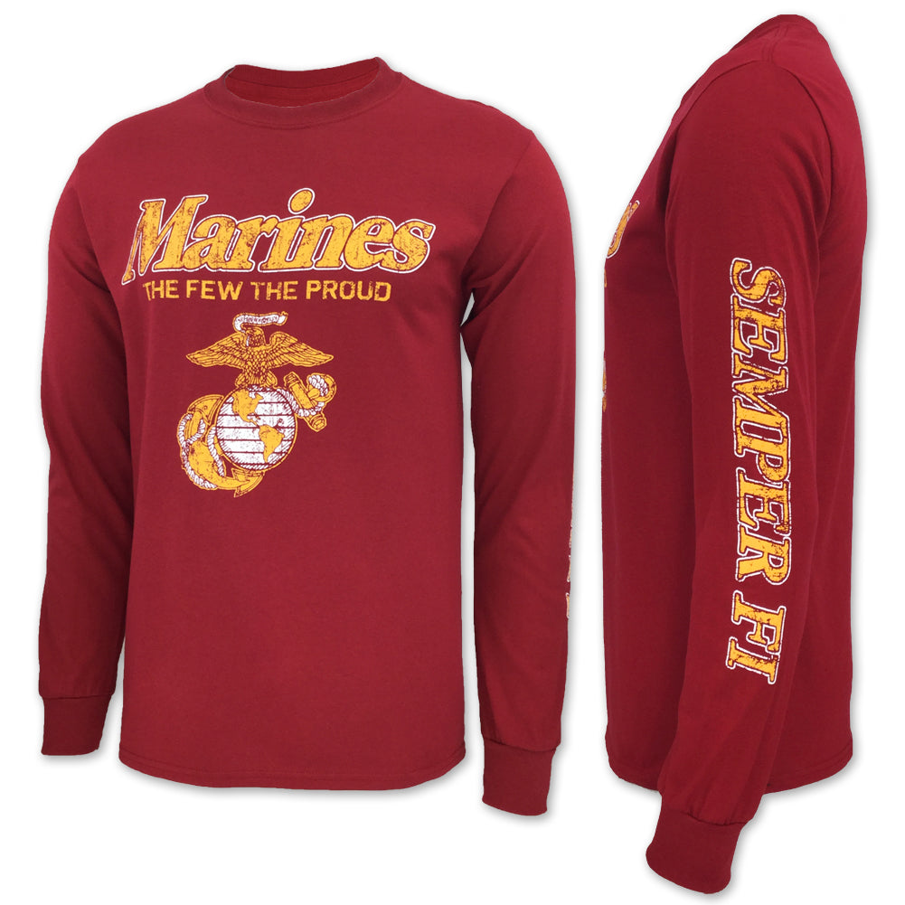 MARINES THE FEW THE PROUD LONG SLEEVE T (CARDINAL)