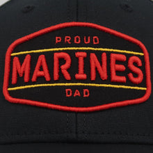 Load image into Gallery viewer, PROUD MARINES DAD MID-PRO SOLID SNAPBACK HAT (BLACK)