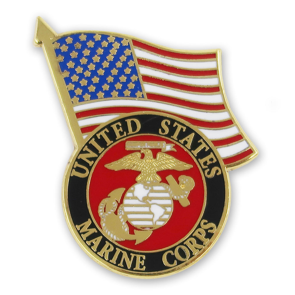 United States Marine Corps Seal/USA Flag Lapel Pin