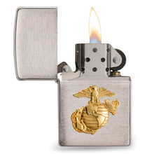 Load image into Gallery viewer, United States Marines Brushed Chrome Emblem Zippo Lighter