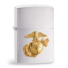 Load image into Gallery viewer, United States Marines Brushed Chrome Emblem Zippo Lighter