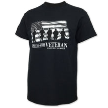 Load image into Gallery viewer, UNITED STATES VETERAN PROUDLY SERVED T-SHIRT (BLACK) 1