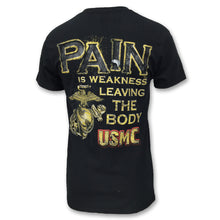 Load image into Gallery viewer, USMC Eagleglobe Pain Is Weakness T-Shirt (Black)