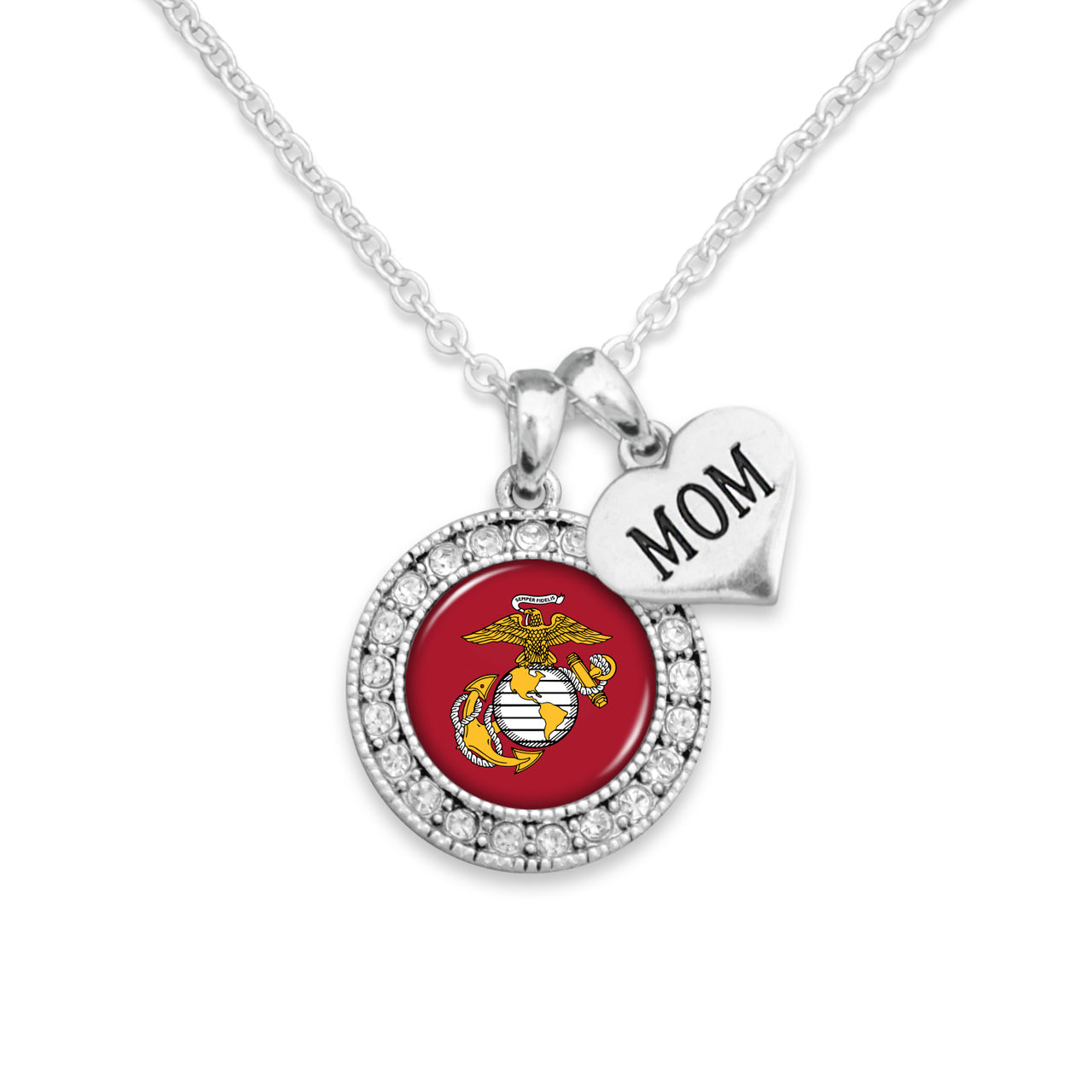 USMC EGA Crystal Mom Necklace