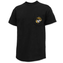 Load image into Gallery viewer, USMC EGA LOGO POCKET T-SHIRT (BLACK)