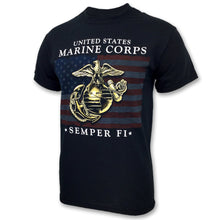 Load image into Gallery viewer, USMC Semper Fi EGA Flag T-Shirt (Black)