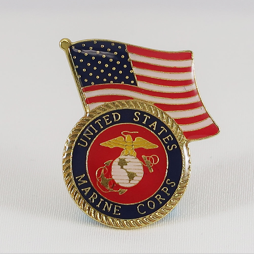 USMC Waving Flag Seal Lapel Pin
