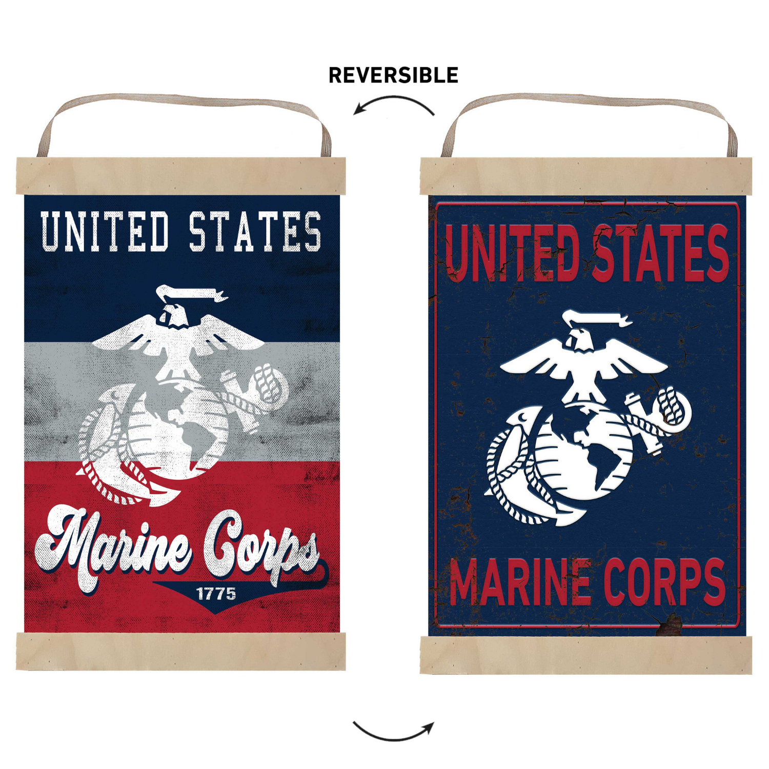 Marines Reversible Banner Sign Retro Multi Color