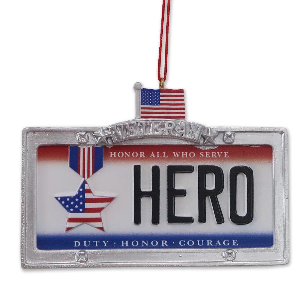 Veteran Hero License Plate Ornament