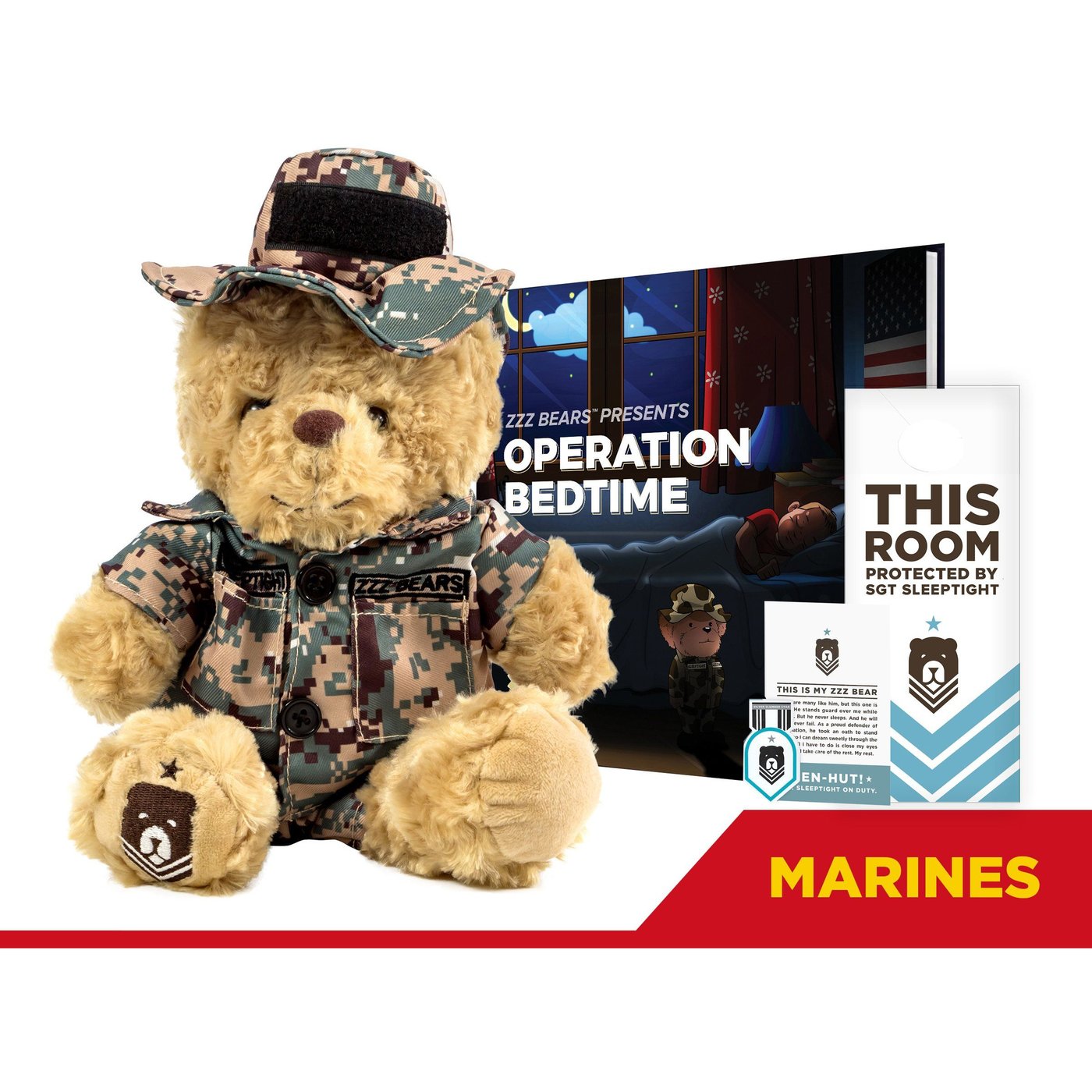 Sgt. Sleeptight Marine Woodland Bear & Storybook