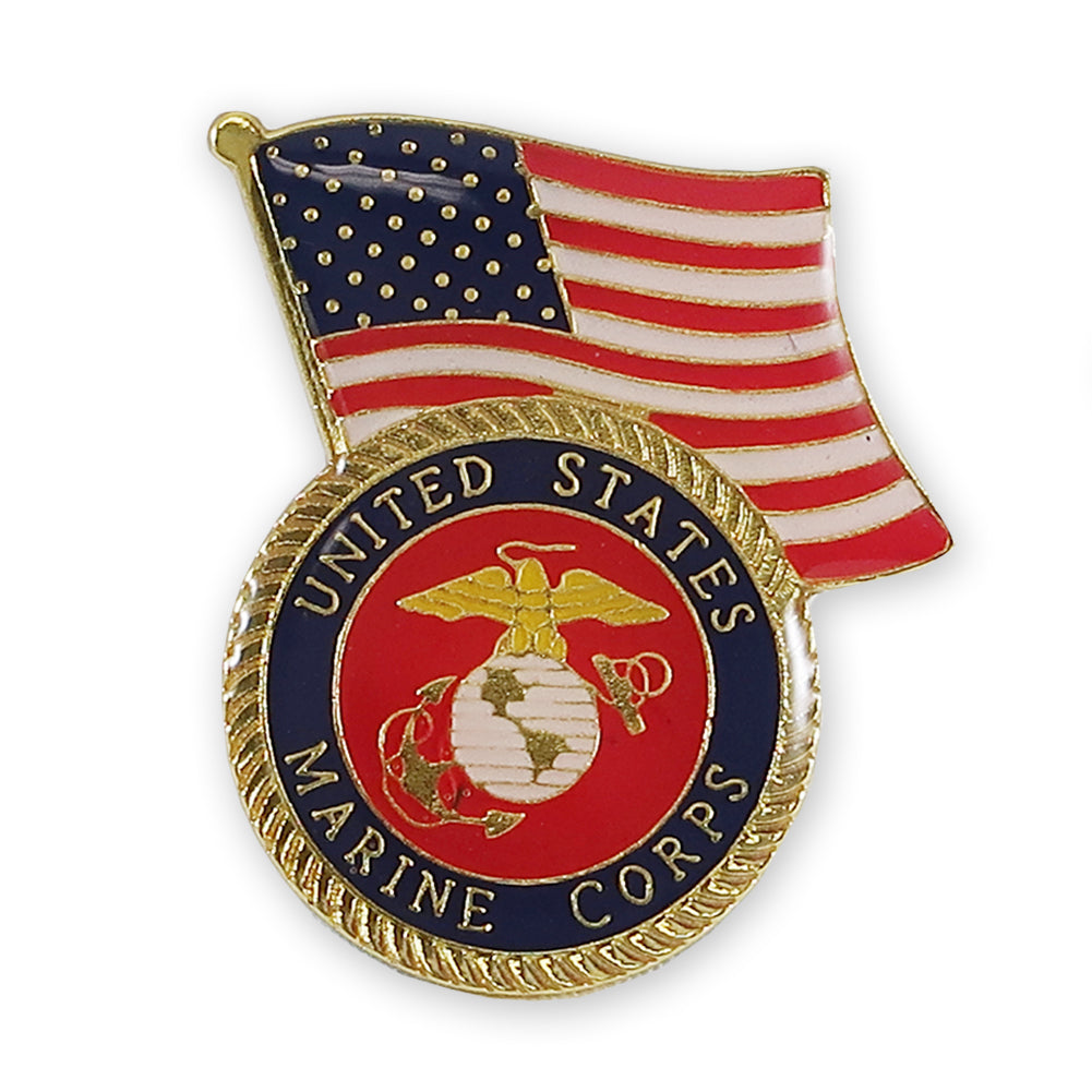 USMC Waving Flag Seal Lapel Pin